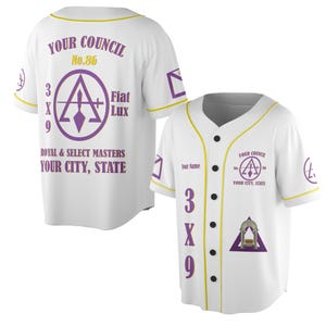 Custom Council Royal and Select Masters Franc-maçonnerie Fiat Lux 3D Baseball Jersey Shirt Taille S-5XL
