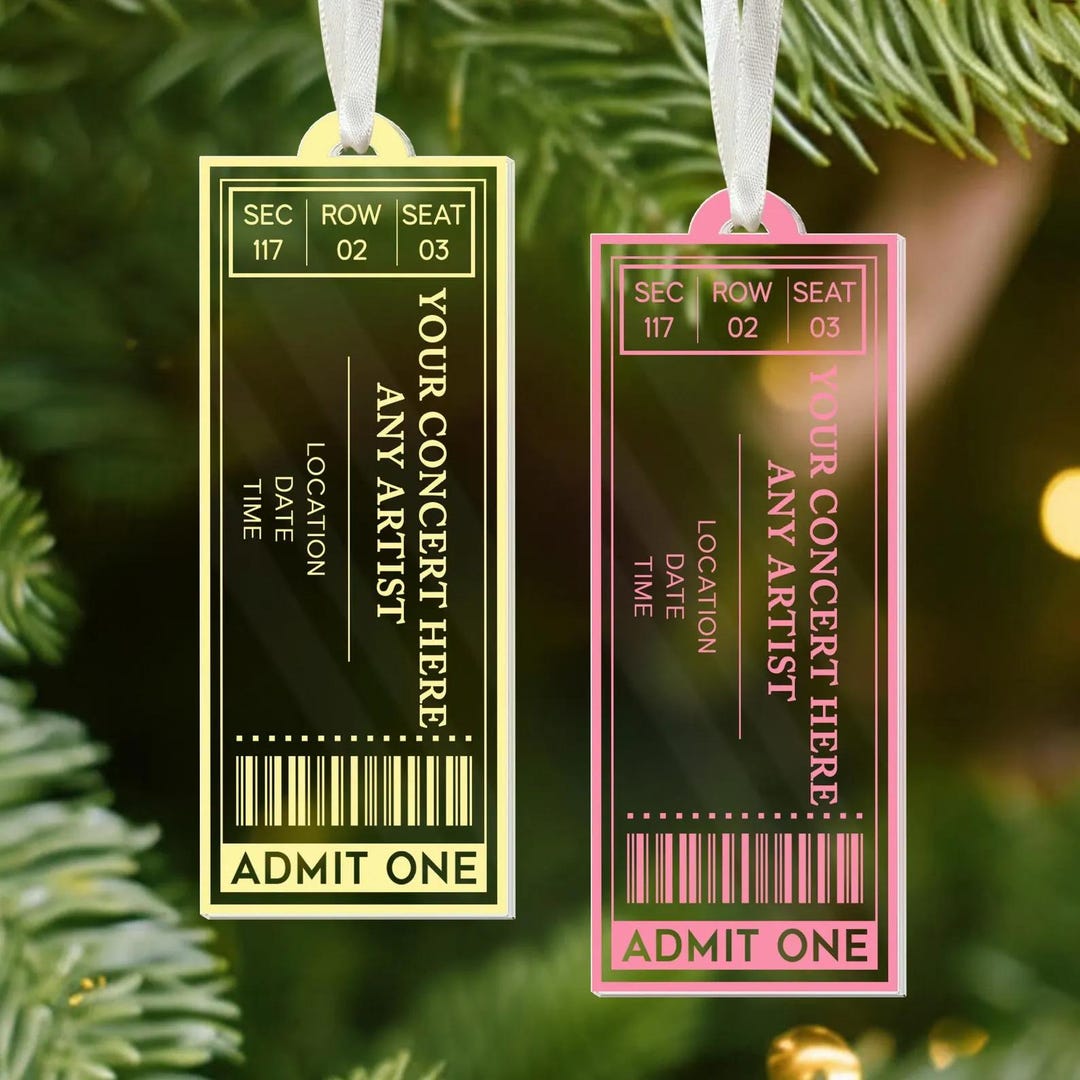 Personalized Concert Ticket Acrylic Christmas Ornament 2025, Customized ...