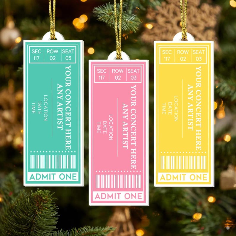 Personalized Concert Ticket Acrylic Christmas Ornament 2025, Customized ...