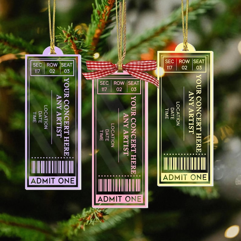 Personalized Concert Ticket Acrylic Christmas Ornament 2025, Customized ...