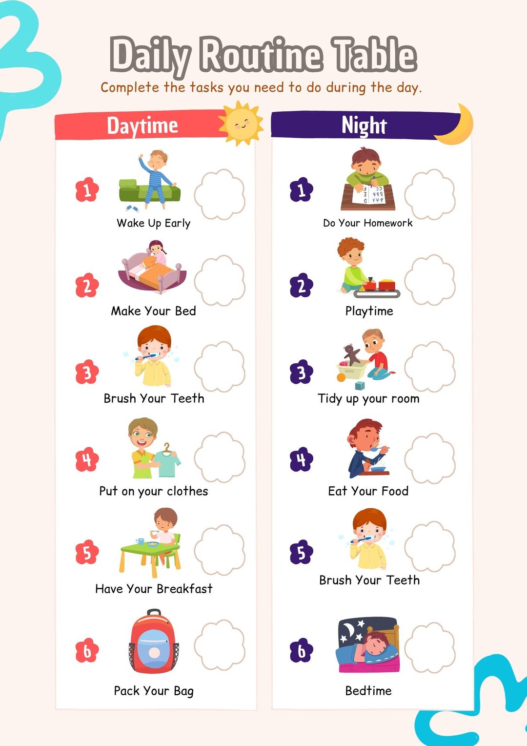 Daily Routine for Kids - Etsy