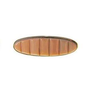 May include: Oval-shaped hair clip with a brown border and a series of vertical, light brown segments. The clip is designed to hold hair in place and is suitable for various hairstyles. The clip is made of a durable material.