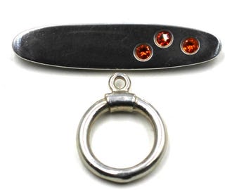 Sterling Toggle With Orange CZ (STG-005)