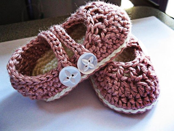 Items similar to SALE 20% OFF Crochet Cotton Baby Booties Mary Janes in ...