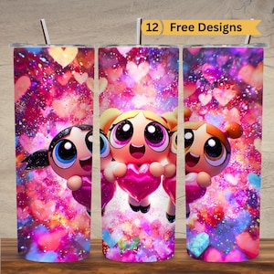Super Cute Trio Tumbler Wrap | 20oz Skinny Tumbler Sublimation Design | Adorable & Fierce Cartoon Wrap | Digital Download PNG