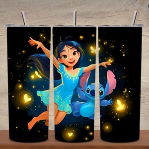 3D Lilo, Angel and Stitch Love Tumbler Wrap, Stitch Tumbler Wrap Sublimation Design PNG, 20oz Skinny Straight & Tapered Lilo Tumbler Wrap