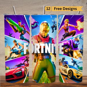 Cartoon Characters Tumbler Wraps 20oz Skinny Tumbler Sublimation Png FortXnite Game Character Tumbler Design Digital Download