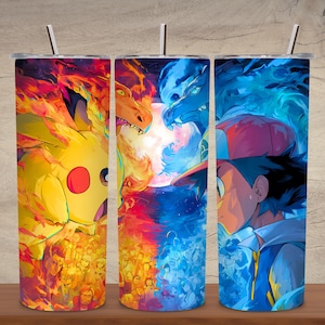 Cartoon Characters Tumbler Wrap 20oz Skinny Tumbler Sublimation Design Movies Characters Tumbler Tumbler Wrap for kids Pikachu Tumbler Wrap