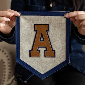 Initial Sign - Custom  Vintage Initial wall decor, Personalized Name pennant, Felt Flag, Baby Shower Decor, Nursery decor, Kid name sign