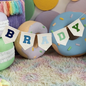 Personalized birthday bunting, Felt garland, Baby name announcement sign, Nursery Kid name sign Newborn name sign Baby shower decor