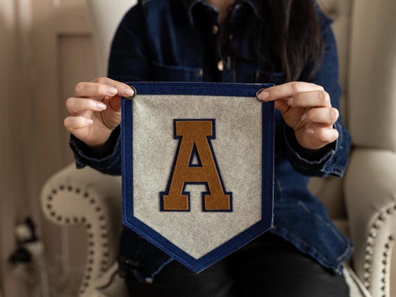 Initial Sign - Custom  Vintage Initial wall decor, Personalized Name pennant, Felt Flag, Baby Shower Decor, Nursery decor, Kid name sign