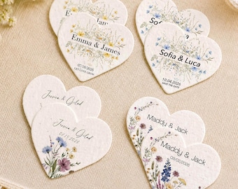 Anpassade planterbara hjärtetiketter med fröer, miljövänliga gåvor för bröllop, babyshower, födelsedagsfest, examensfest