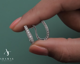 Moissanite Hoop Earrings | Silver, 10K, 14K, 18K Gold | Dainty Diamond-Look Huggie Hoops