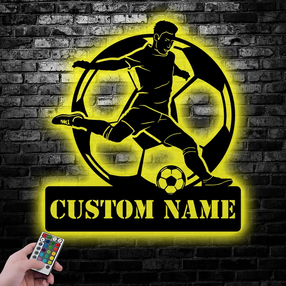 Football Player Sign Examples Custom Football Player Metal Sign With LED Light, Football Lover Gift ...