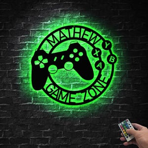 Custom Metal Gaming Sign with Led Light, Game Controller Metal Wall Art, Game Room Decor, Gamer Name Sign, Gaming Gift, Video Game Art Gift