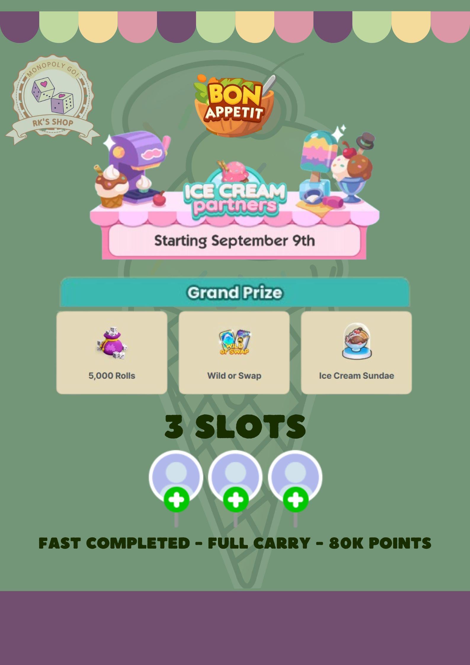 Ice Cream Partners Mono-Po-Ly-Go Board Game – Full Carry Service & Rush Event Options – Multi-Color Fun 7 thumbnail image