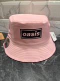 Pink oasis bucket hat with black print