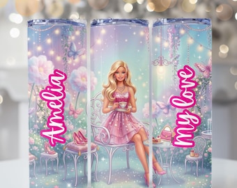 Barbie Personalized Tumbler Wraps, Skinny Tumbler Designs (Digital PDF)