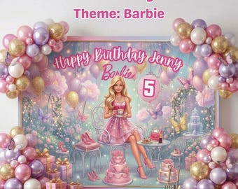 Barbie Birthday Backdrops Bundle | Digital Canva Templates | Landscape & Portrait Orientation | Editable Customizable Designs