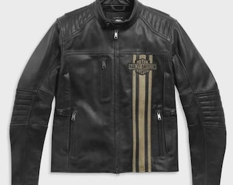 Chaqueta de cuero para moto Harley-Davidson H-D Triple Vent Passing Link II para hombre