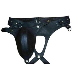 Jockstrap en cuir noir fabriqué à la main pour hommes avec pièce de base amovible String fétiche pour bondage et jeux costumés (DUTY PAID USA)