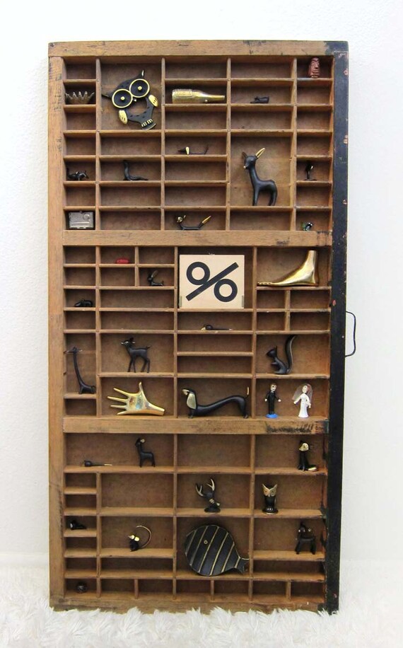 Items similar to Vintage Letterpress Typesetting Drawer Type Case
