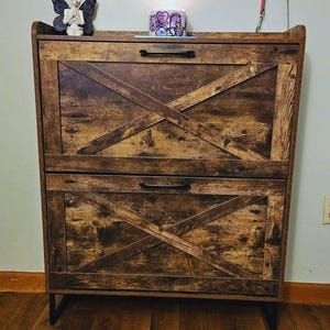 Ultra-Thin Shoe Storage Cabinet: Rustic Brown Entryway Organizer