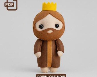 Felt King Balthazar Sewing Pattern – Three Wise Men Christmas Ornament PDF