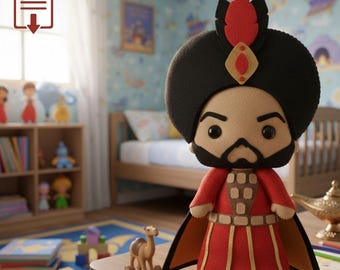 Sewing Pattern – Evil Sorcerer Felt Doll PDF – DIY Villain Plush Toy with Instructions & Templates