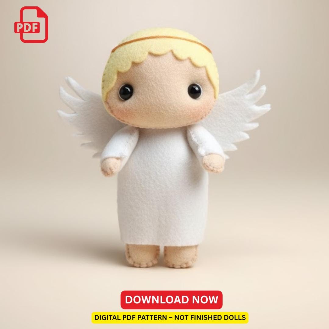 Angel Felt Doll Sewing Pattern PDF – Christmas Ornament Template for ...