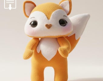 Sewing Pattern – 3D Felt Fox Plush PDF, Forest Animal Soft Toy Template