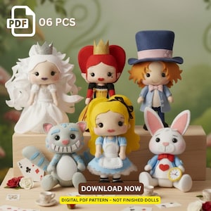 Wunderland Filzpuppe Muster Bundle (6-in-1) | Märchenbuch Plüsch Nähen PDF | Anfängerfreundlich + Kommerzielle Nutzung