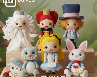 Wonderland Felt Doll Pattern Bundle (6-in-1) | Storybook Plush Sewing PDF | Beginner Friendly + Commercial Use