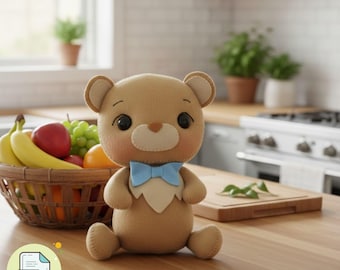 Teddy Bear Felt Doll Pattern PDF | Classic Plush Sewing Template | Nursery Baby Gift DIY