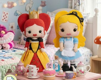 Storybook Queen & Girl Felt Doll Pattern PDF | Fantasy Plush Sewing Template