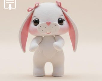Filz Hase Nähen Muster PDF - 3D Plüsch Hase, einfache Hand Nähen für Anfänger