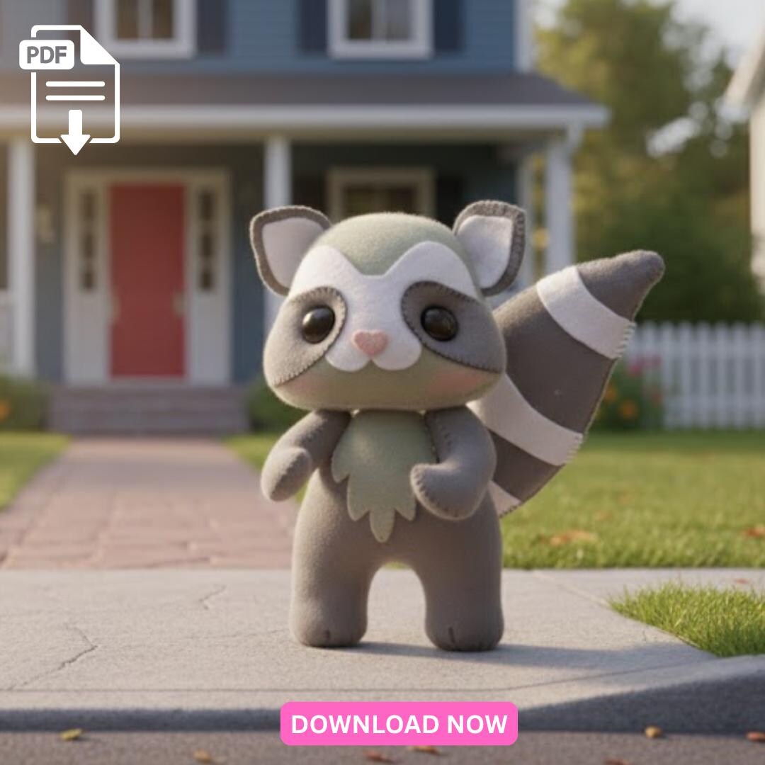 3D Raccoon Sewing Pattern PDF – Woodland Plush Toy – DIY Felt Animal ...
