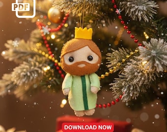 Felt King Gaspar Pattern PDF – Three Wise Men Christmas Ornament DIY Template