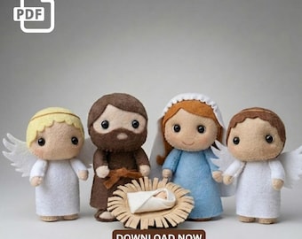 Mary Joseph Baby Jesus & Angels Felt Sewing Pattern PDF | Christmas Nativity Ornament Set
