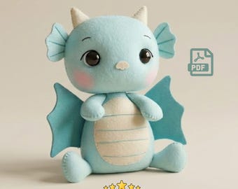 Dragon Felt Doll Sewing Pattern PDF – 3D Plush Template for Nursery Decor
