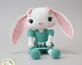 Poseable Easter Bunny Felt Pattern PDF | Articulated Plush Doll Sewing Template | Spring Decor DIY