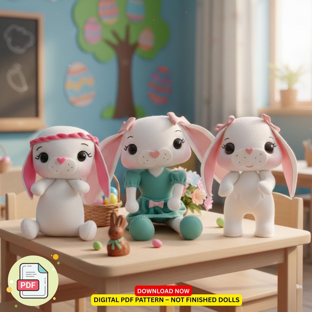 Easter Bunny Felt Pattern Bundle | 3D Plush PDF | Easy Sewing - Etsy