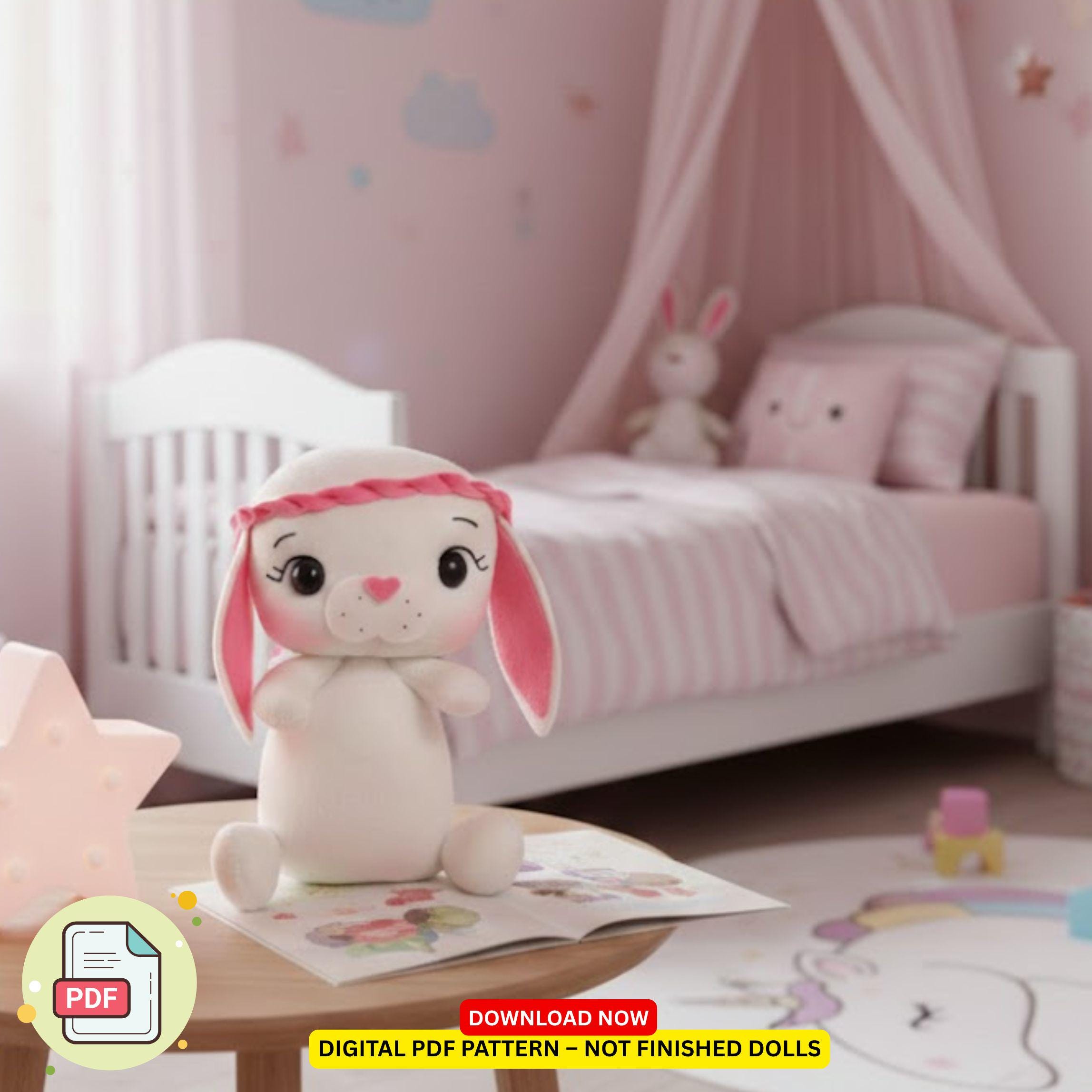 Easter Bunny Felt Pattern PDF | 3D Plush Bunny Sewing Template | Spring ...