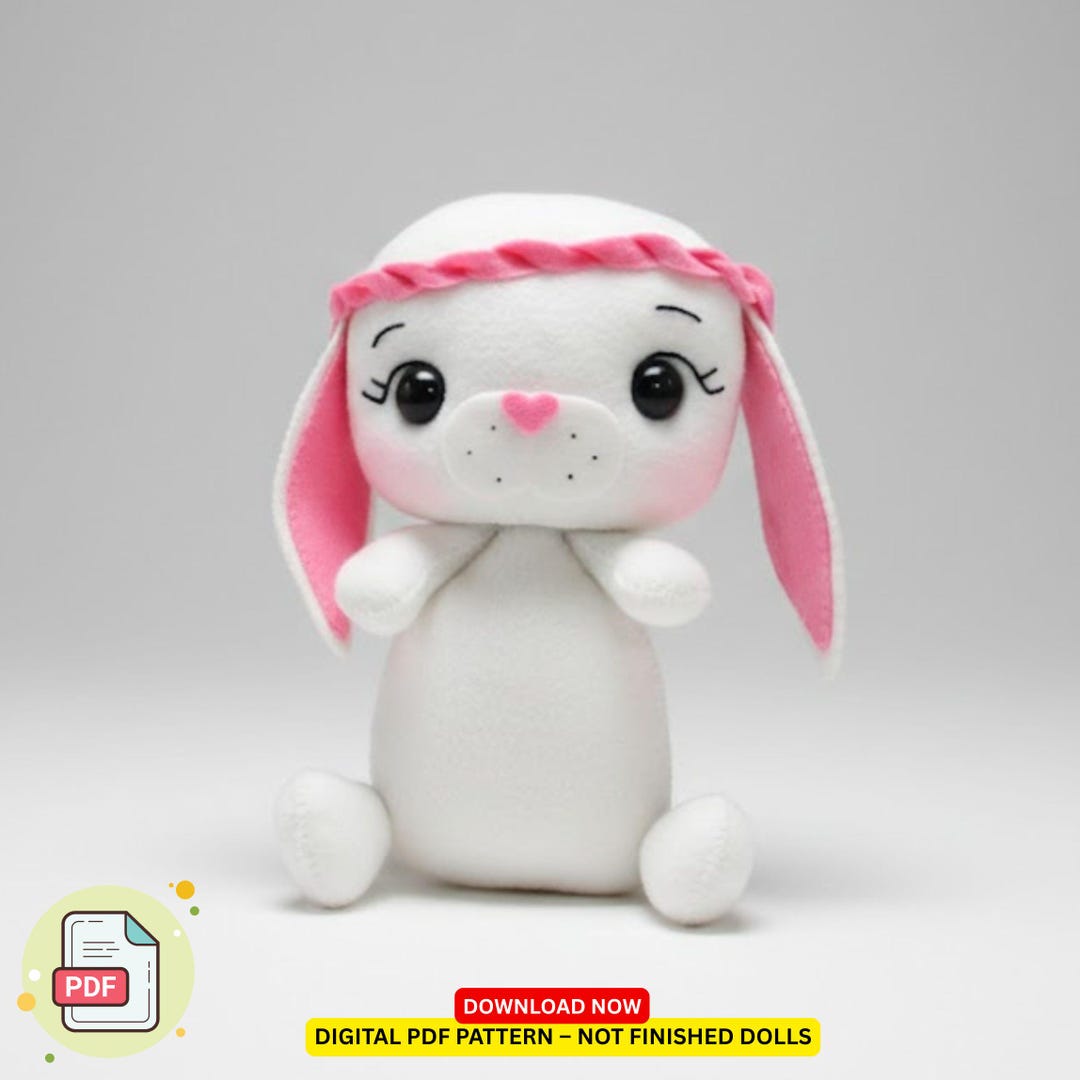 Easter Bunny Felt Pattern PDF | 3D Plush Bunny Sewing Template | Spring ...
