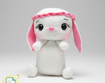 Easter Bunny Felt Pattern PDF | 3D Plush Bunny Sewing Template | Spring Decor DIY