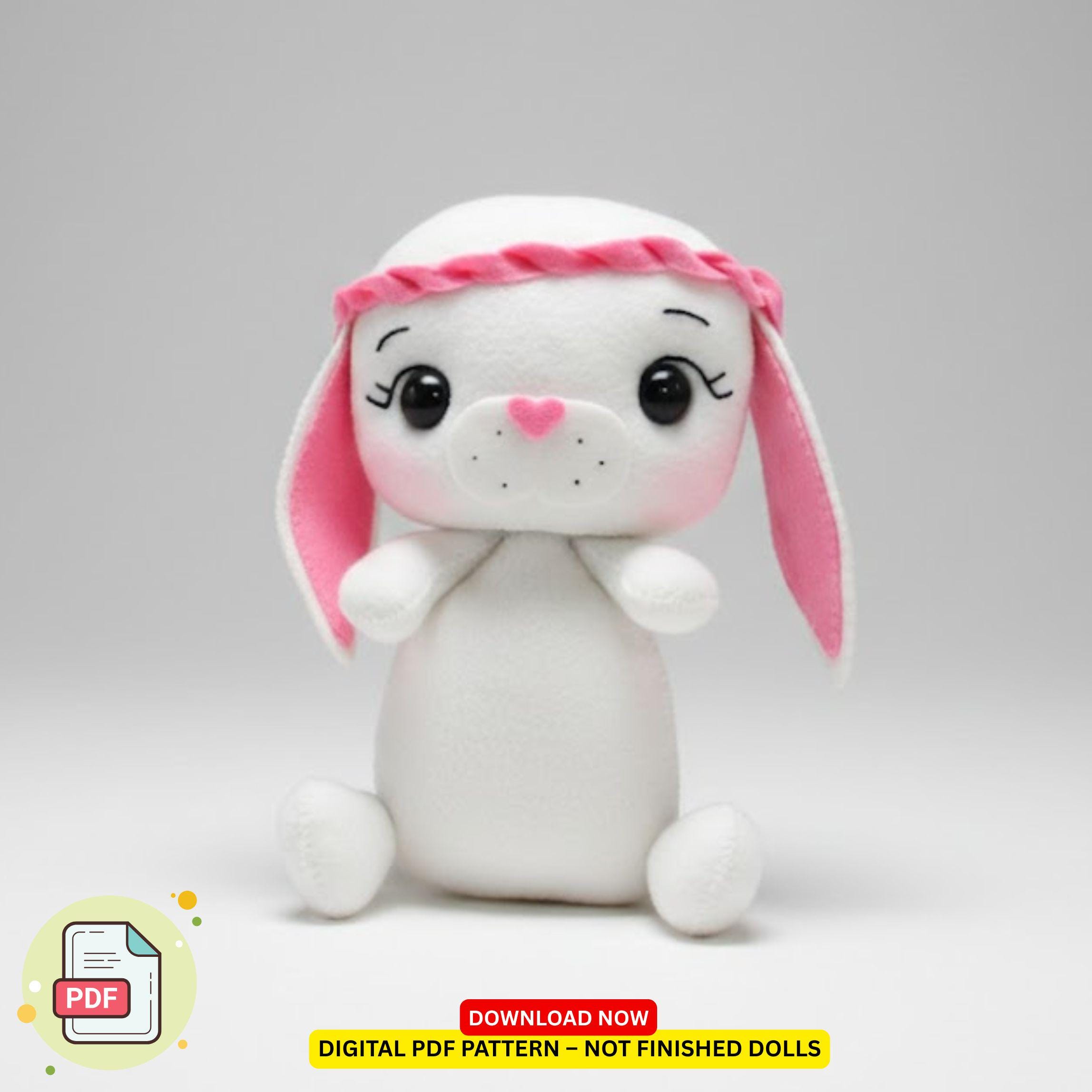 Easter Bunny Felt Pattern PDF | 3D Plush Bunny Sewing Template | Spring ...