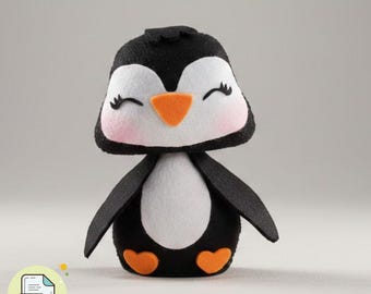 3D Penguin Felt Doll Sewing Pattern | DIY Nursery Decor (PDF Pattern)
