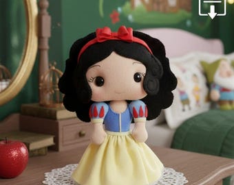 Fairest Princess Felt Doll Pattern - Red Apple Storybook Sewing Template - PDF Digital Download