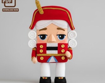Nutcracker Felt Doll Sewing Pattern PDF – 3D Christmas Ornament & Holiday Decor Template