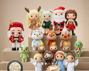 Christmas Felt Doll Pattern Bundle – Nativity & Holiday Characters PDF | 3D Plush Sewing Templates